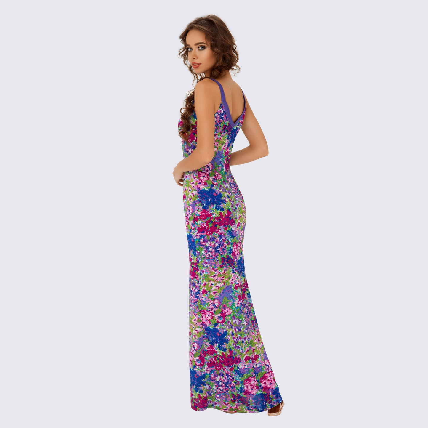 Purple Maxi Sundress in floral print