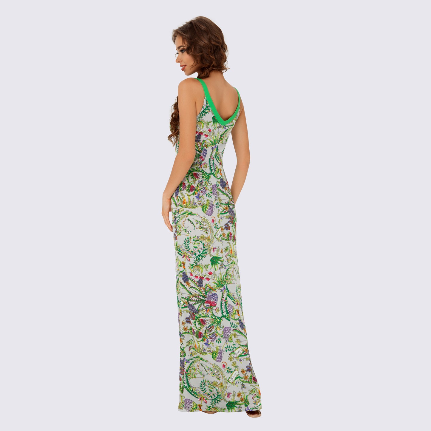 Floral Print Maxi Sundress in Green