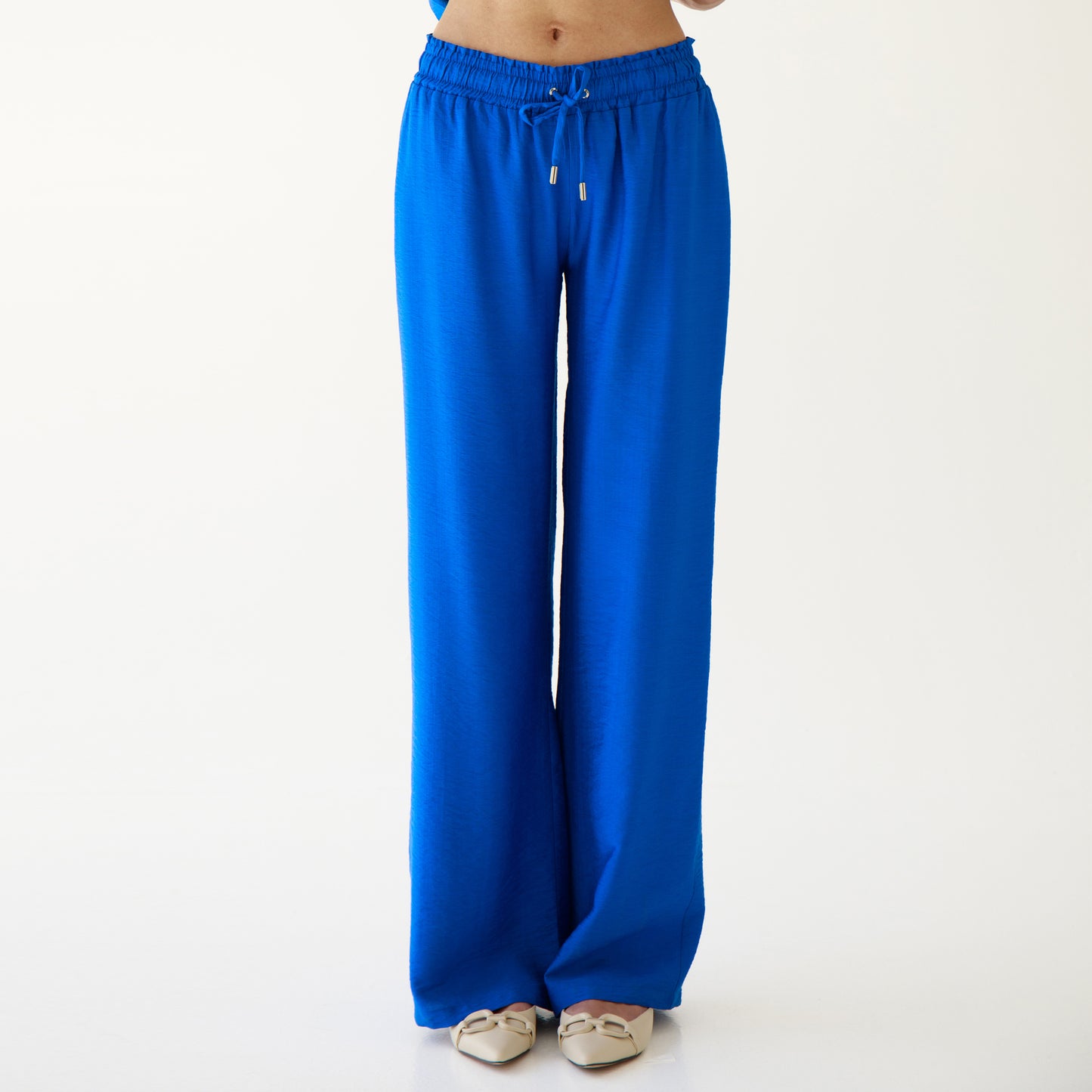 Royal blue pants with an elastic band