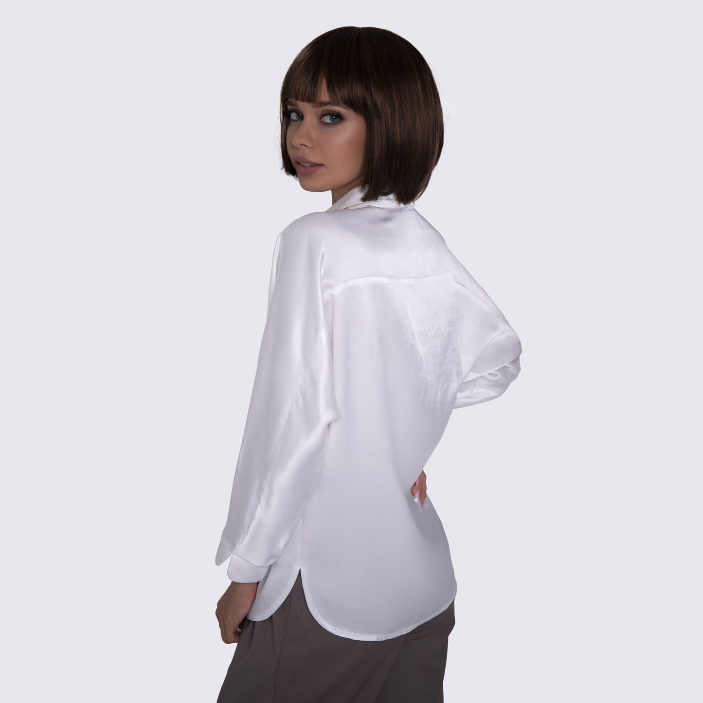 Silky white loose blouse