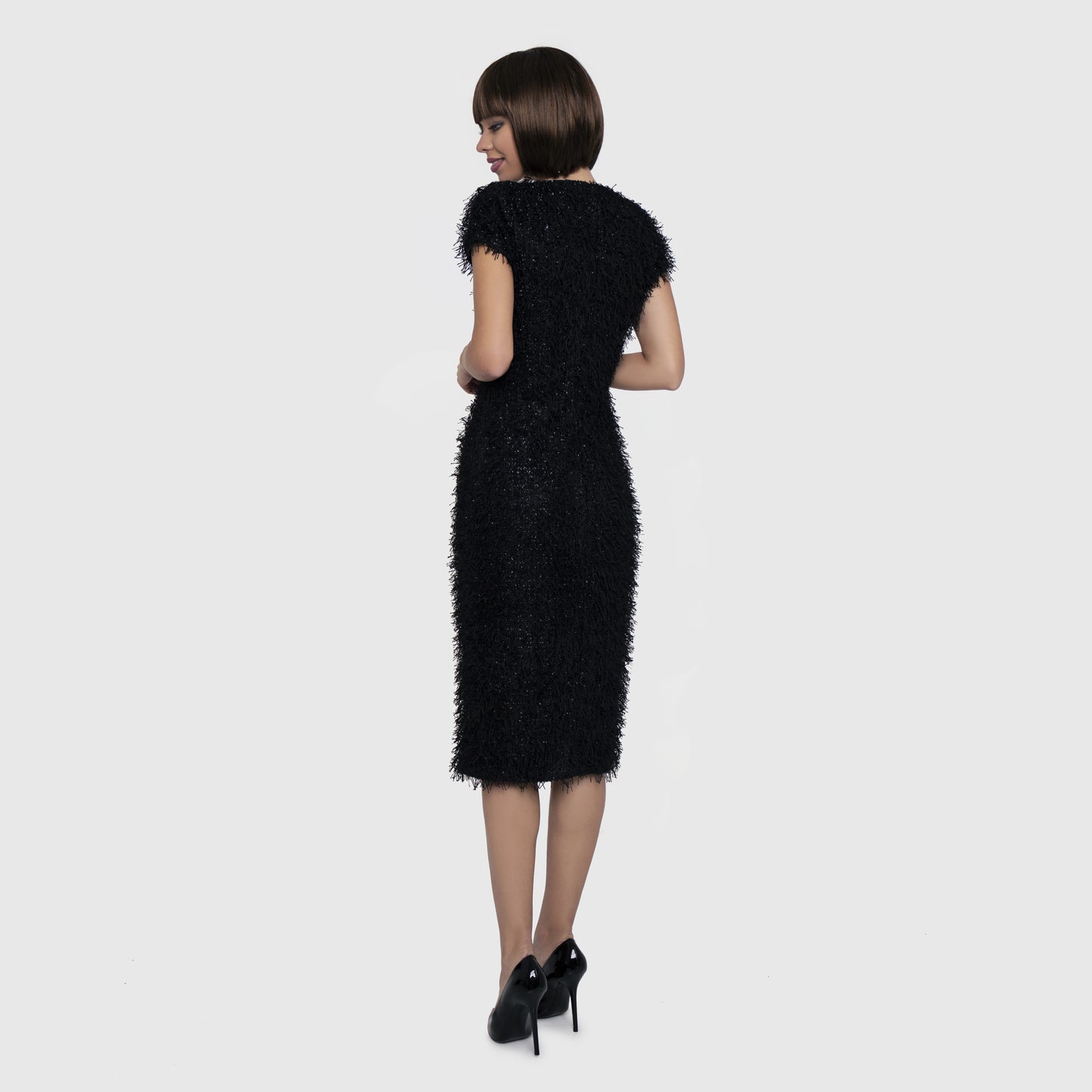 Black dress with fluffy texture