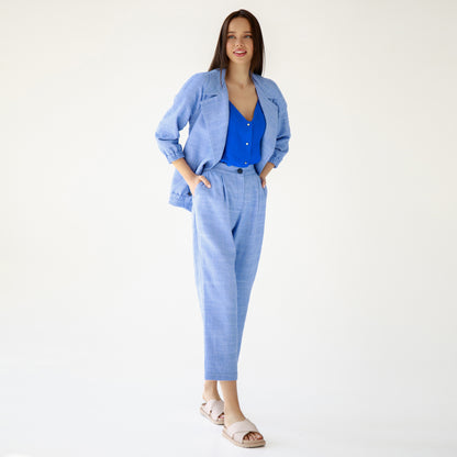 Blue Linen Pantsuit