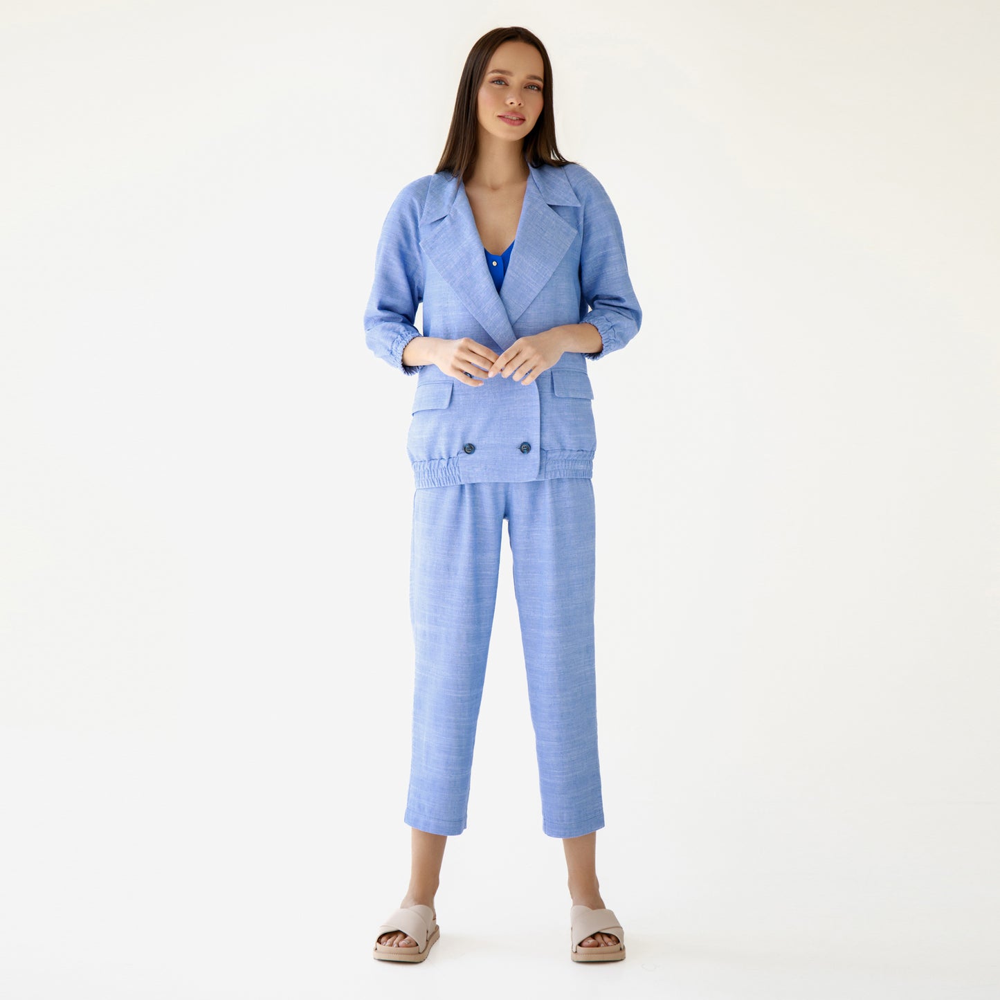 Blue Linen Pantsuit