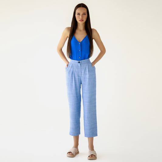 Blue linen pants