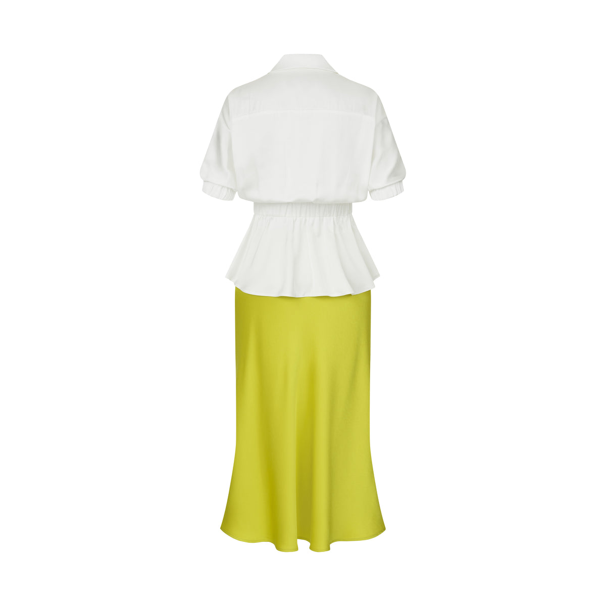 Lime Green Satin Midi Skirt