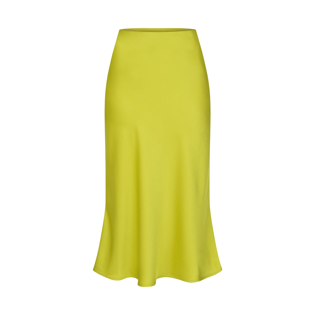 Lime Green Satin Midi Skirt