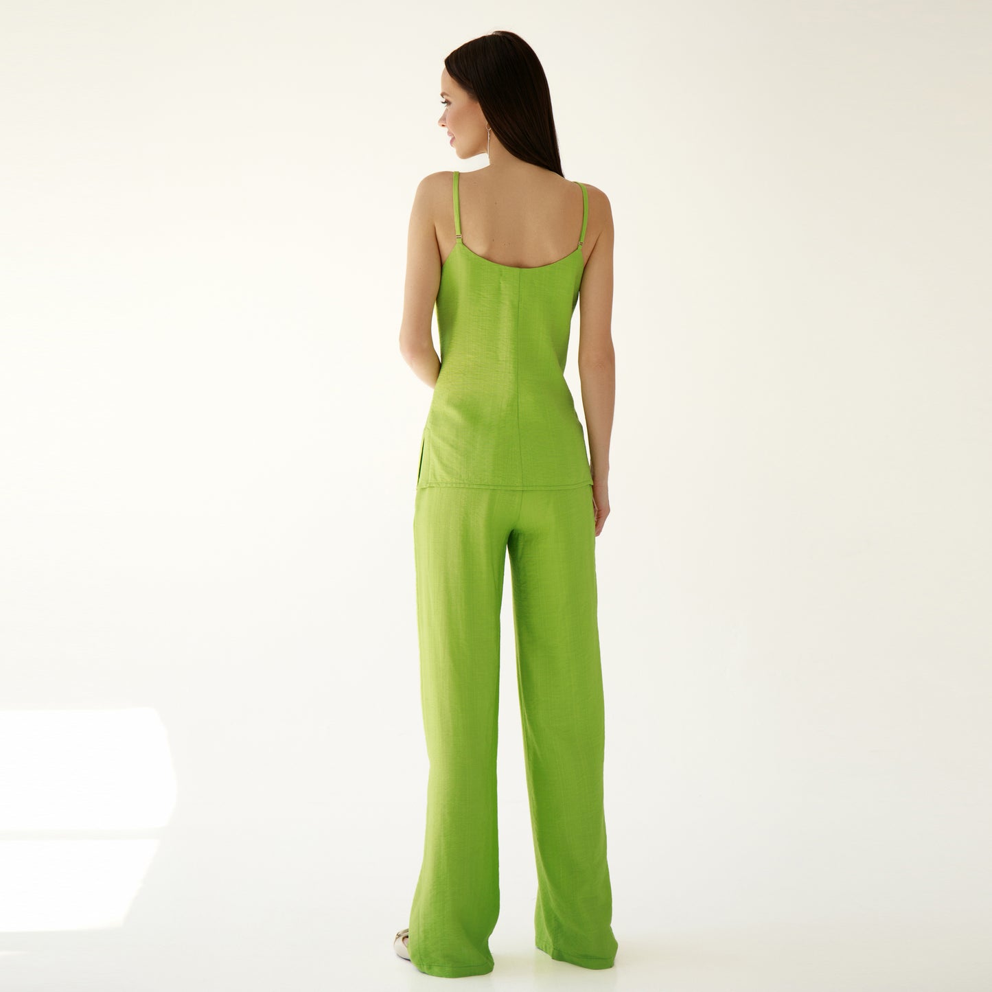 Green pants with an elastic band