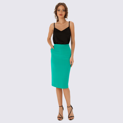 Green High Waist Pencil Skirt