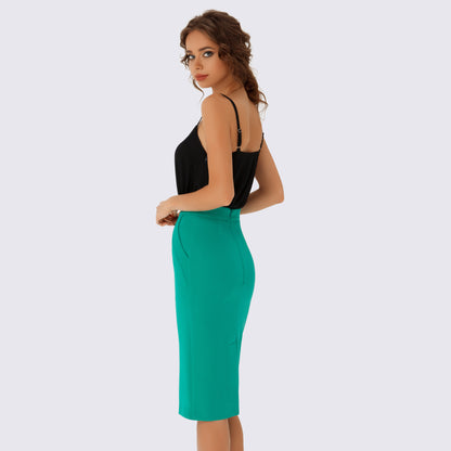 Green High Waist Pencil Skirt