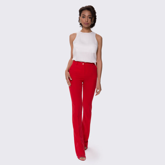 Red flared pants