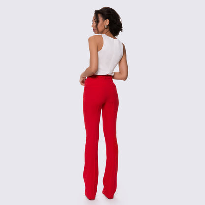 Red flared pants