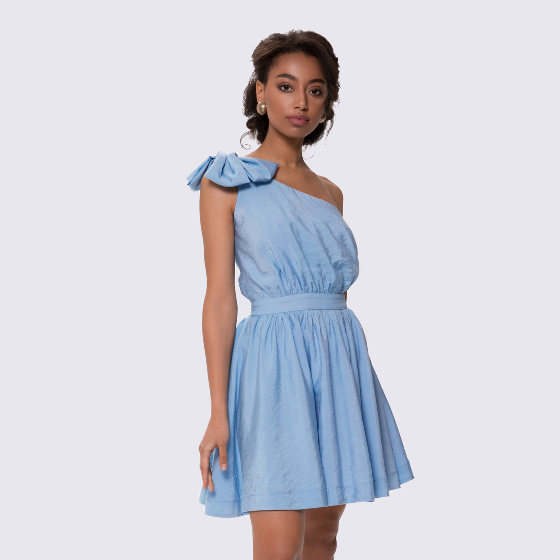 Blue One Shoulder Mini Dress