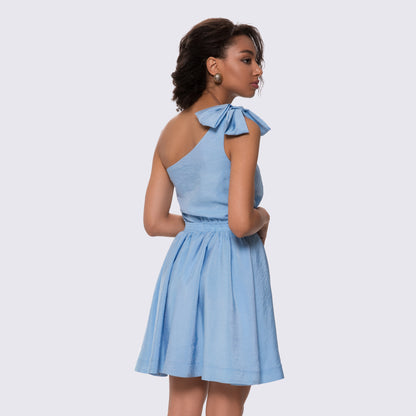 Blue One Shoulder Mini Dress