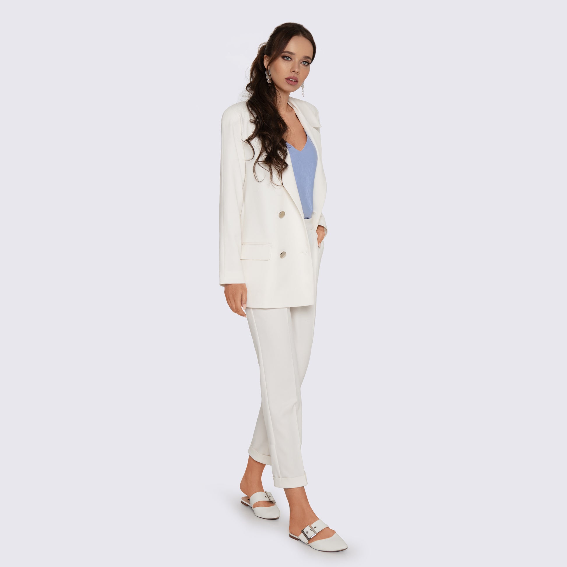 White Elegant Pant Suit