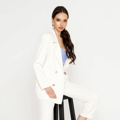 White Double Breasted Elegant Blazer