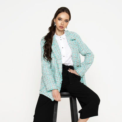 Mint Tweed Double Breasted Blazer