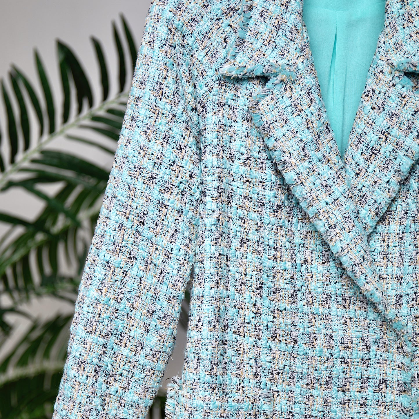 Mint Tweed Double Breasted Blazer