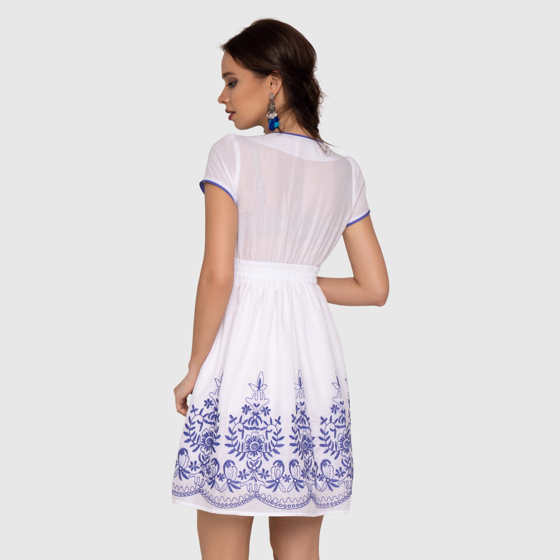 White Cotton Dress with embroidery