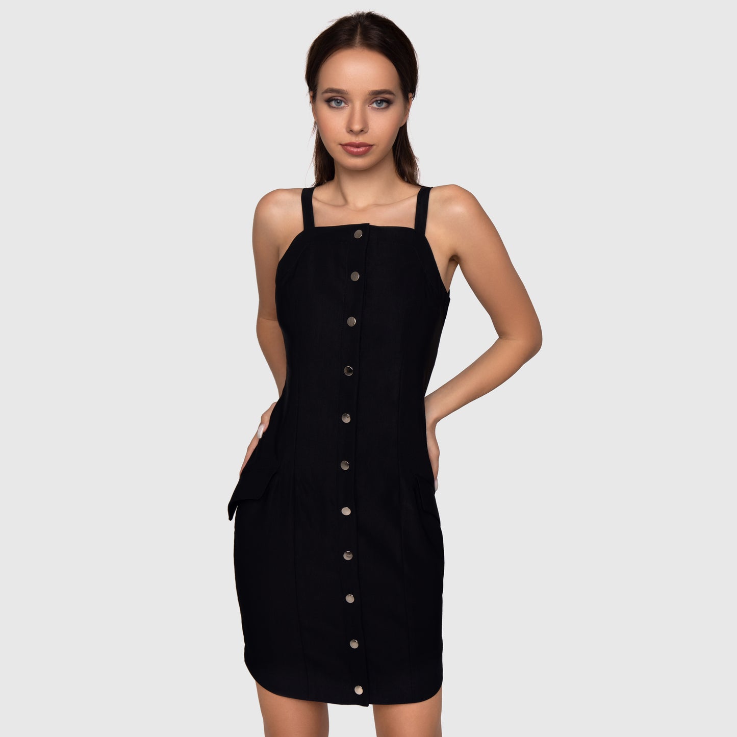 Black Mini Dress with buttons