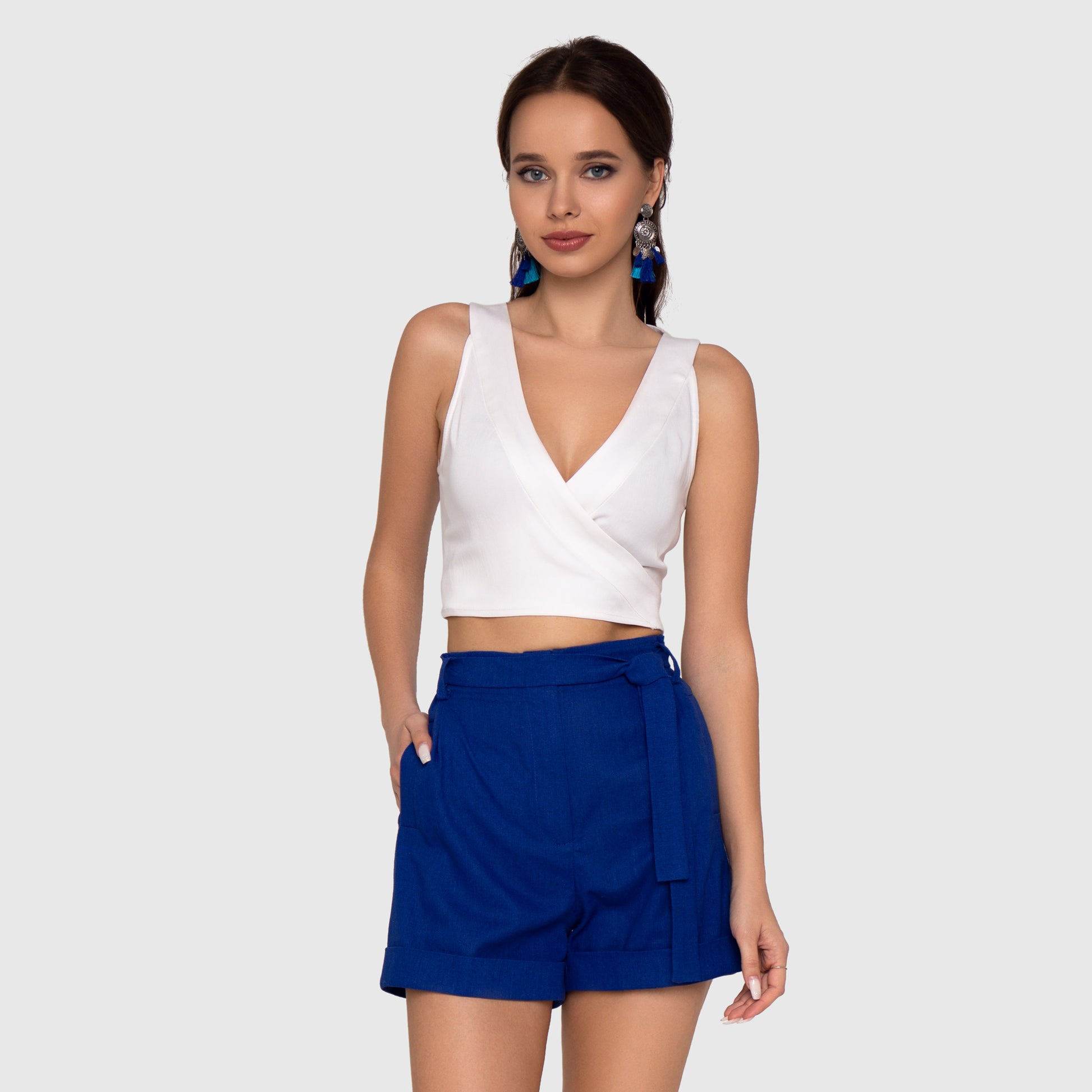 Linen Royal Blue Shorts