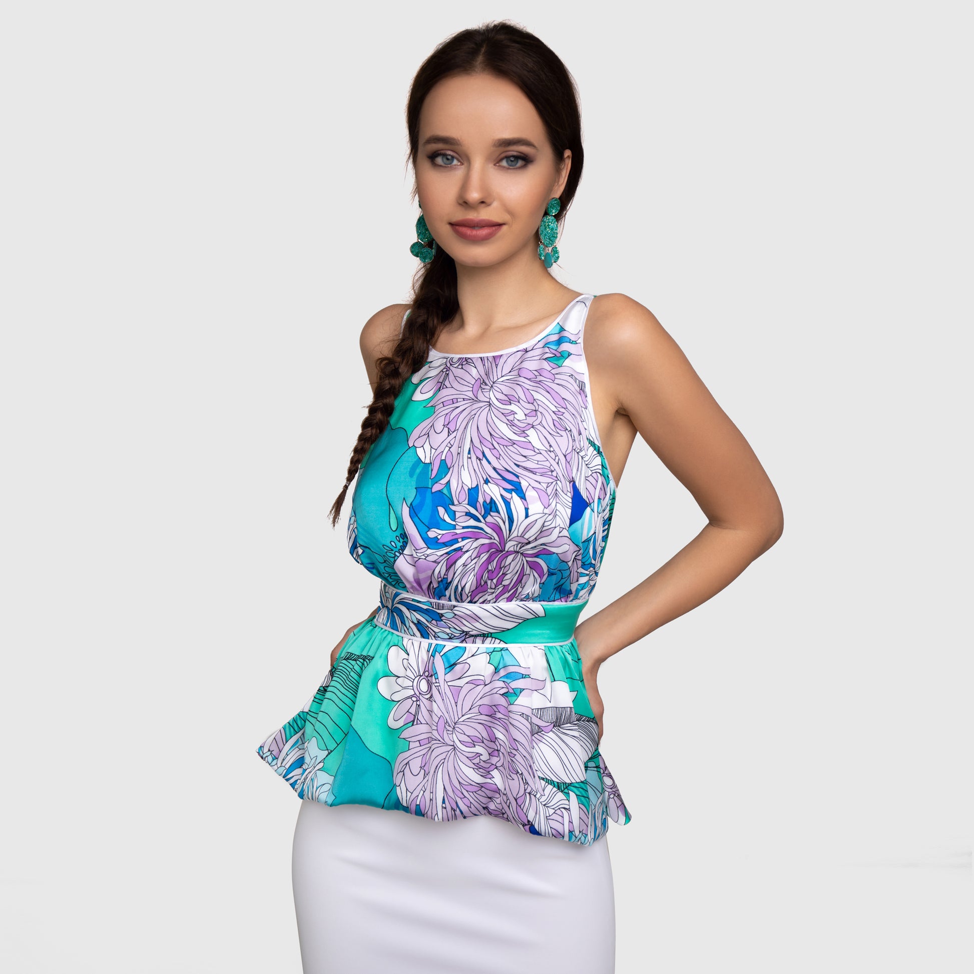 Floral Silk Backless Top