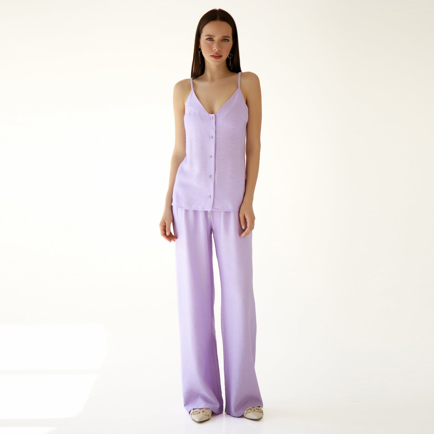 Lilac pants with an elastic band