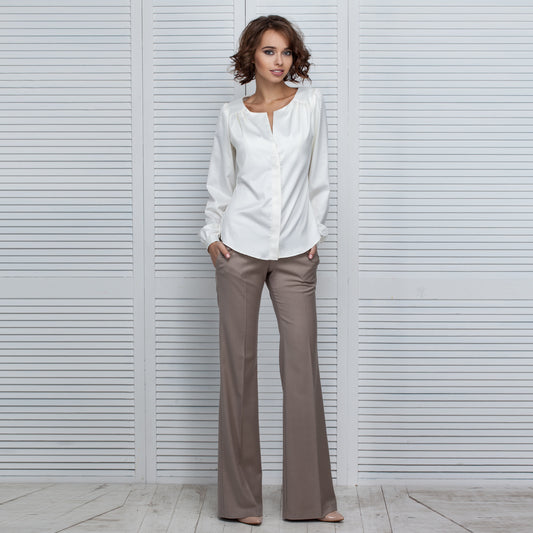 Beige low waist trousers