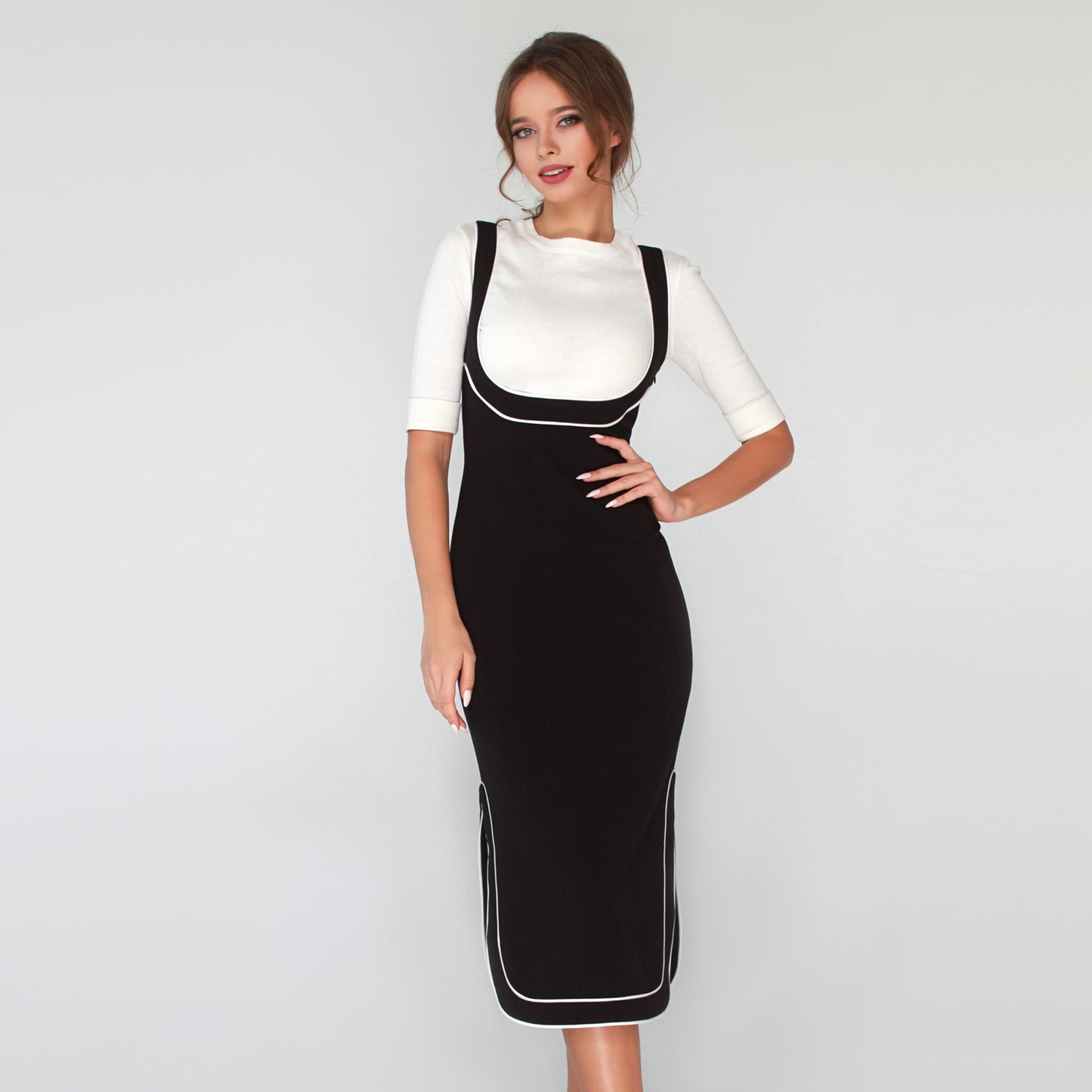 Black Midi Dress with open chest