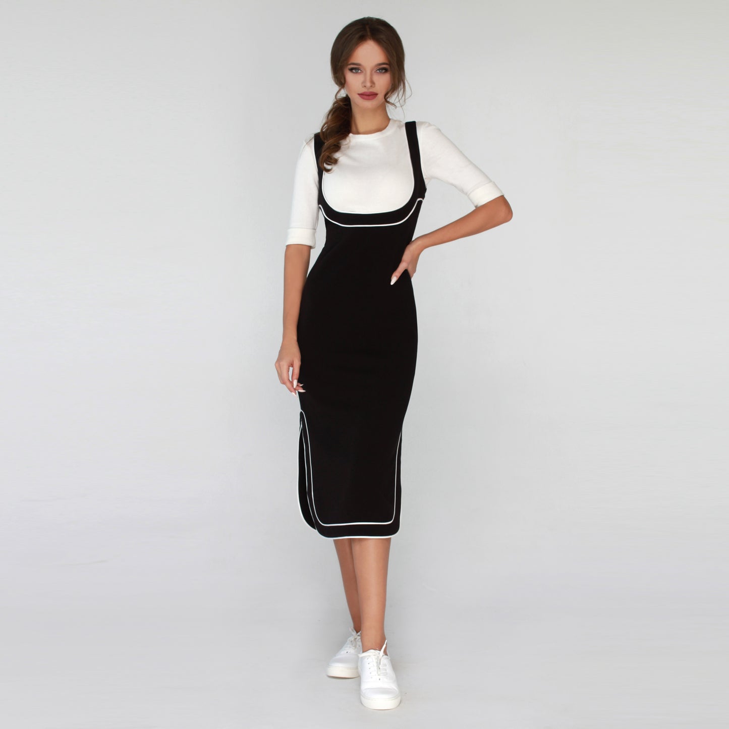 Black Midi Dress with open chest