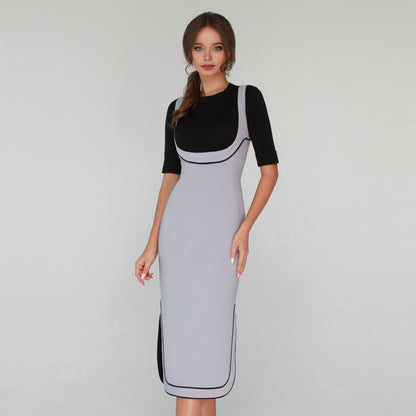 Grey Midi Dress with open chest