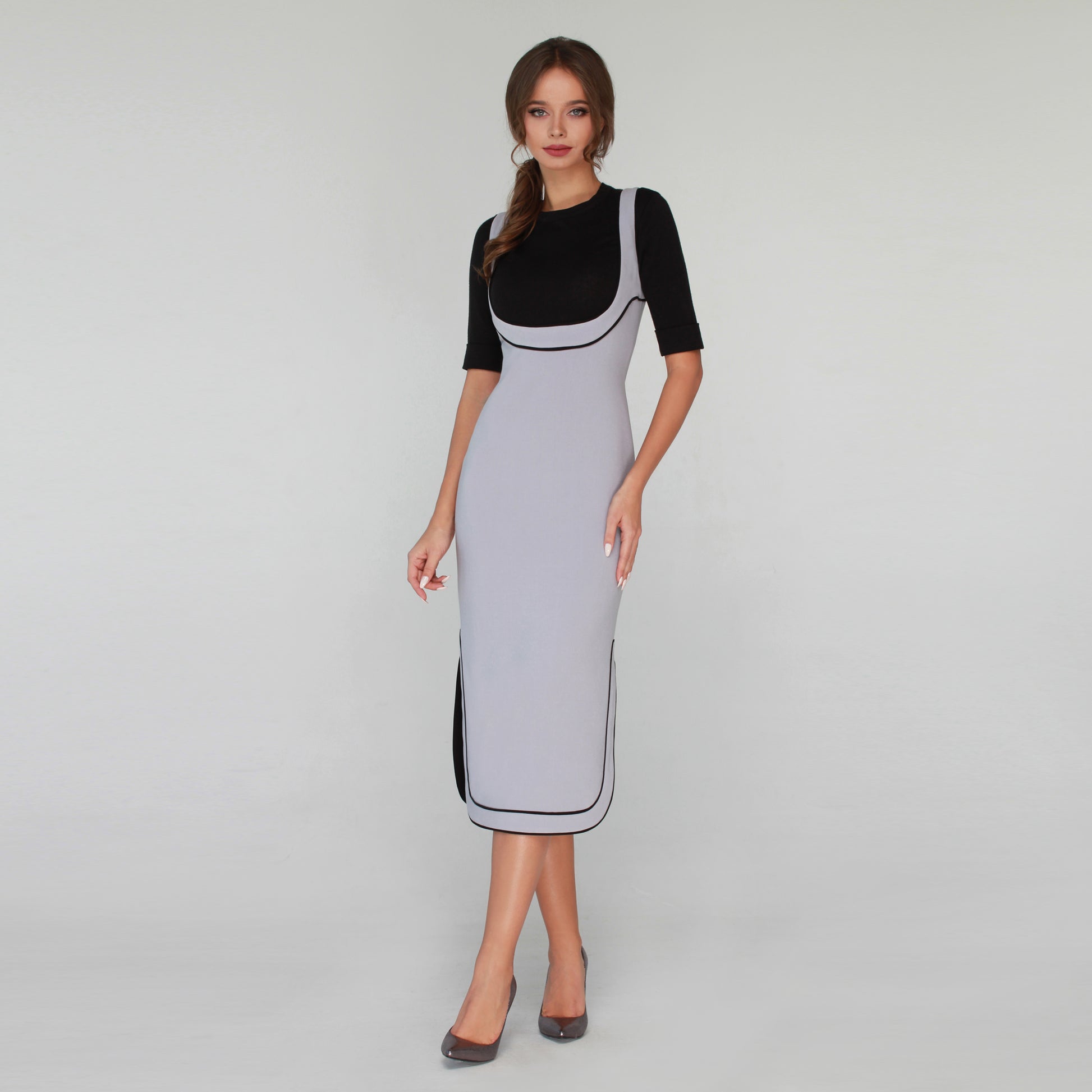 Grey Midi Dress with open chest