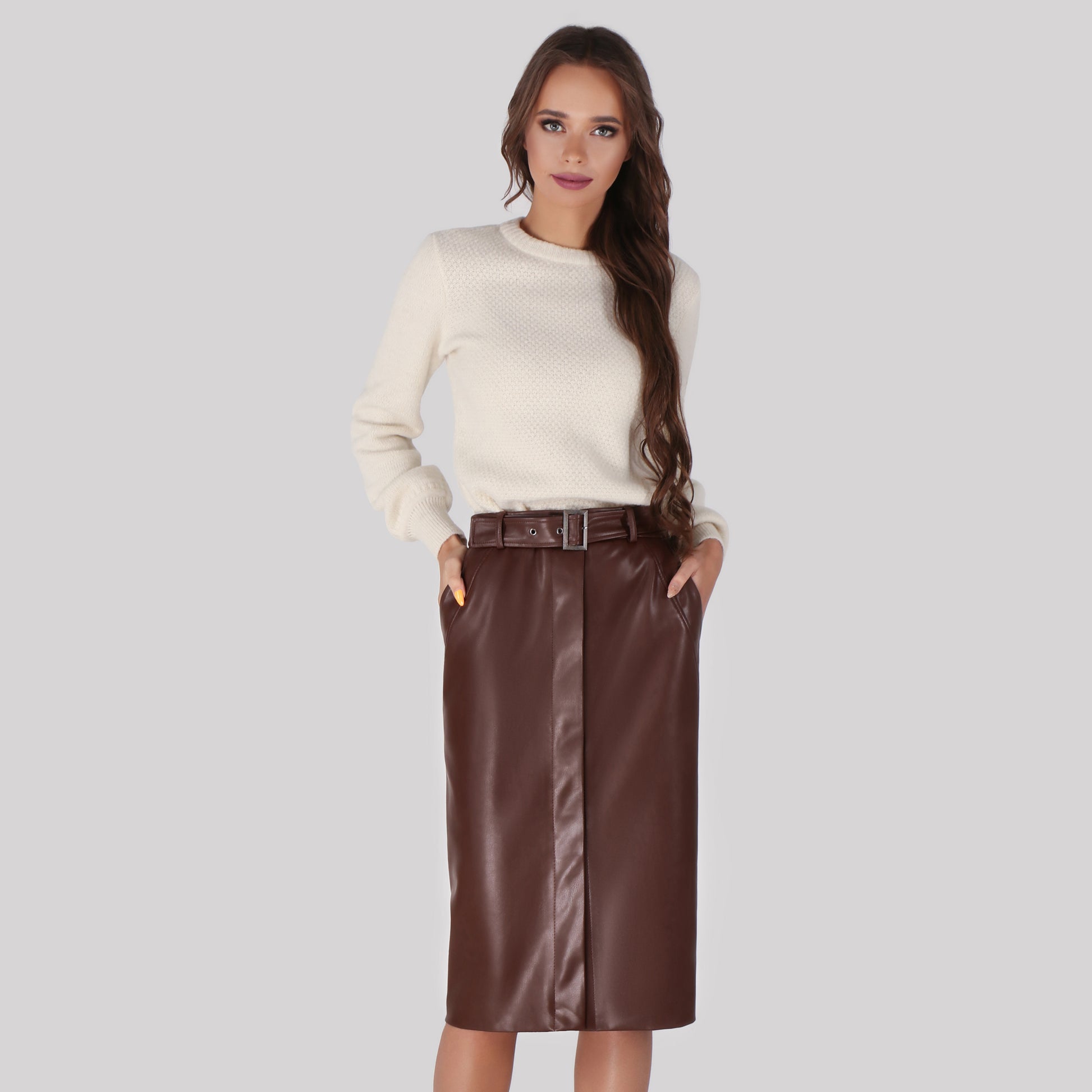 Brown eco-leather Skirt