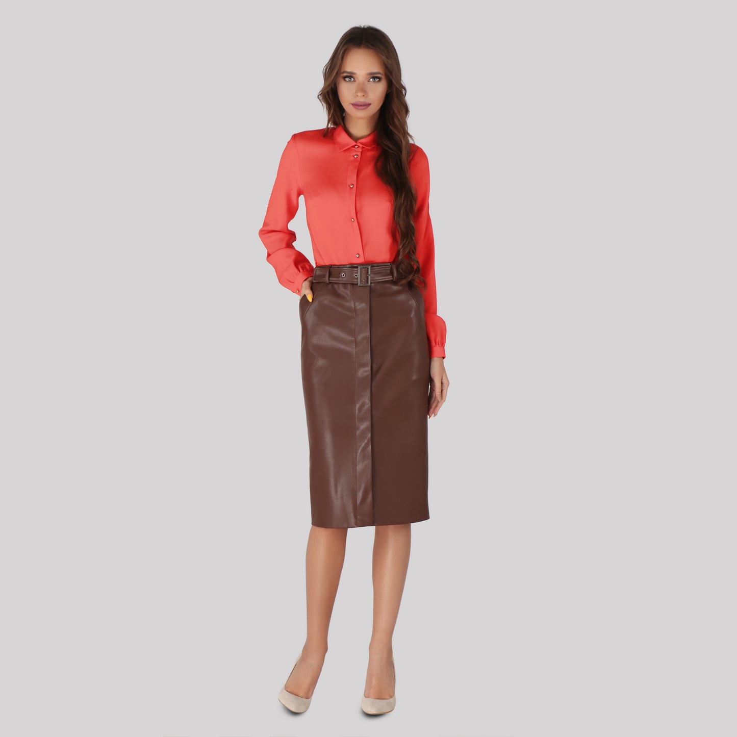 Brown eco-leather Skirt