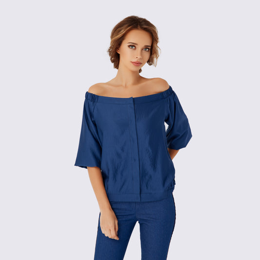 Navy off shoulder blouse