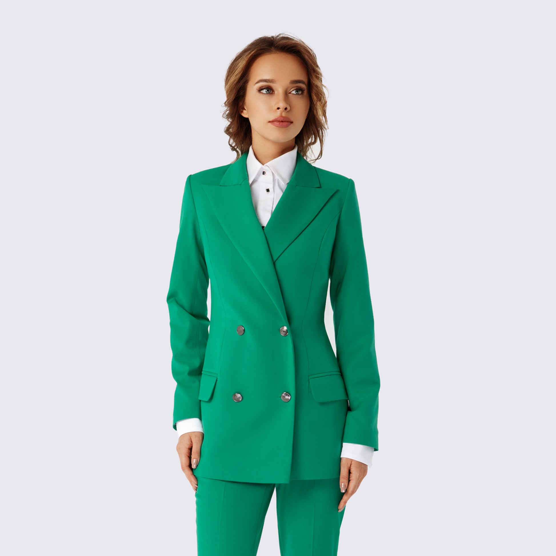 Double Breasted Green Blazer