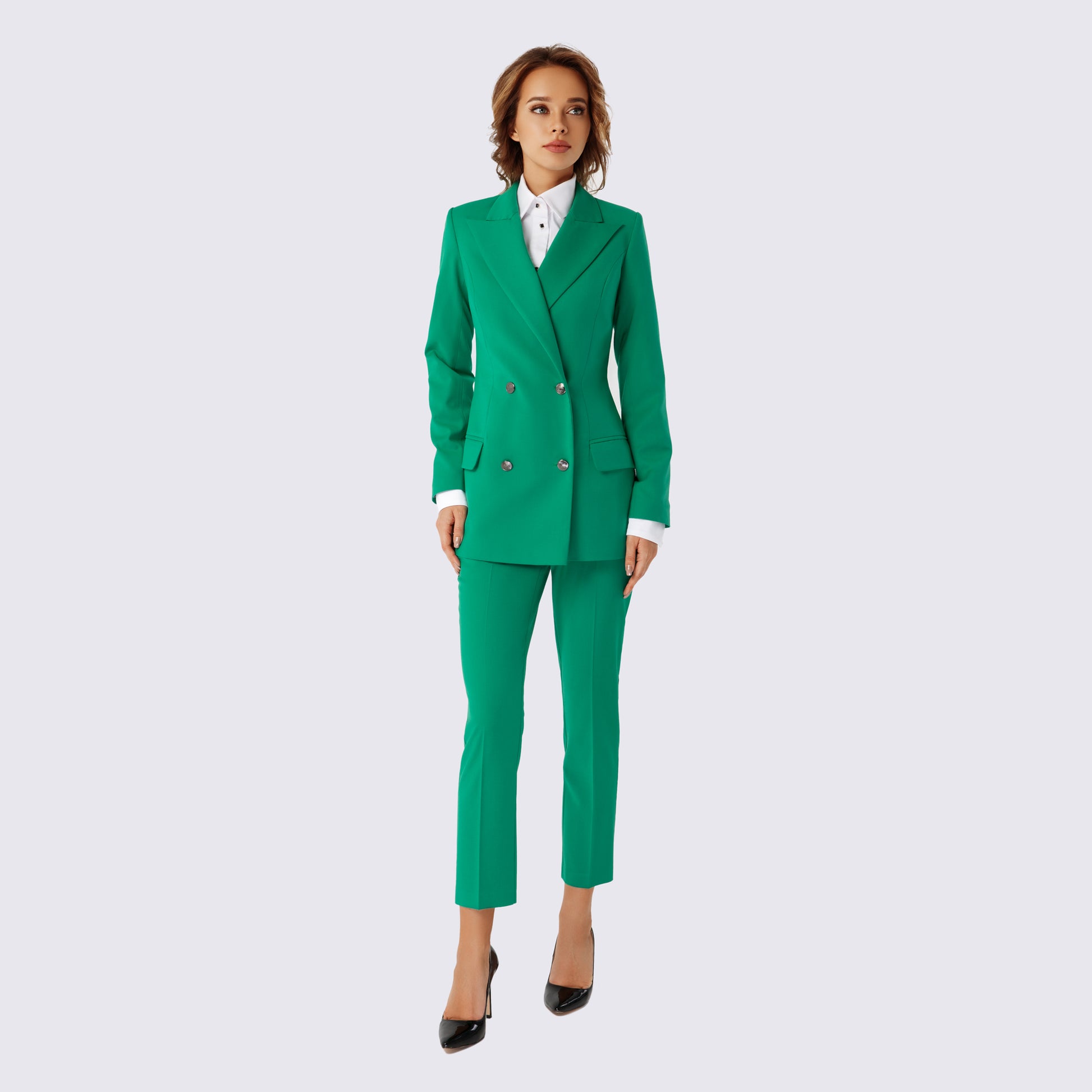 Double Breasted Green Blazer