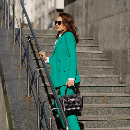 Double Breasted Green Blazer