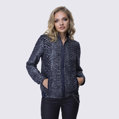 Bomber Jacket with Snake Texture