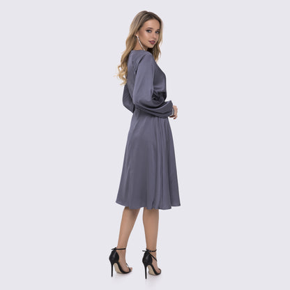 Silk grey dress with rhinestones