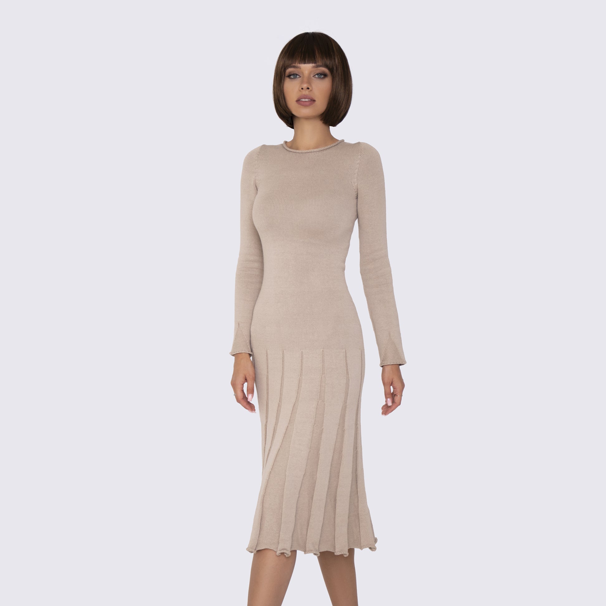 Beige knitted midi dress anushka.world Beige knitted midi dress anushka.world