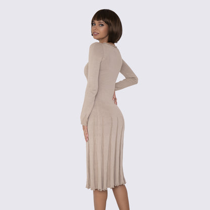 Beige knitted midi dress