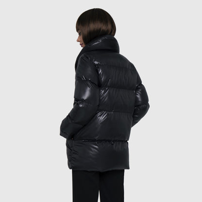 Black down jacket with belt