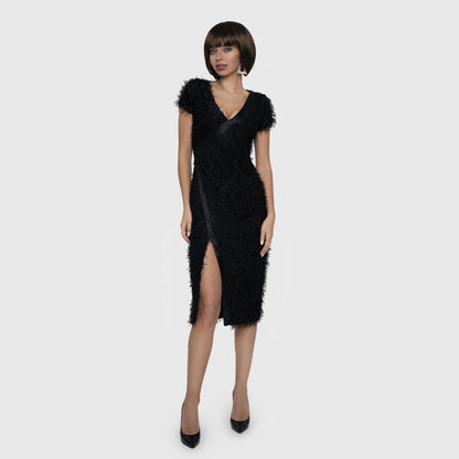 Black dress with fluffy texture