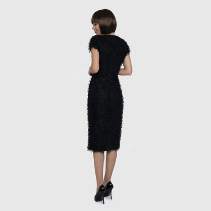 Black dress with fluffy texture 