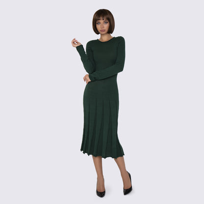 Green knitted midi dress