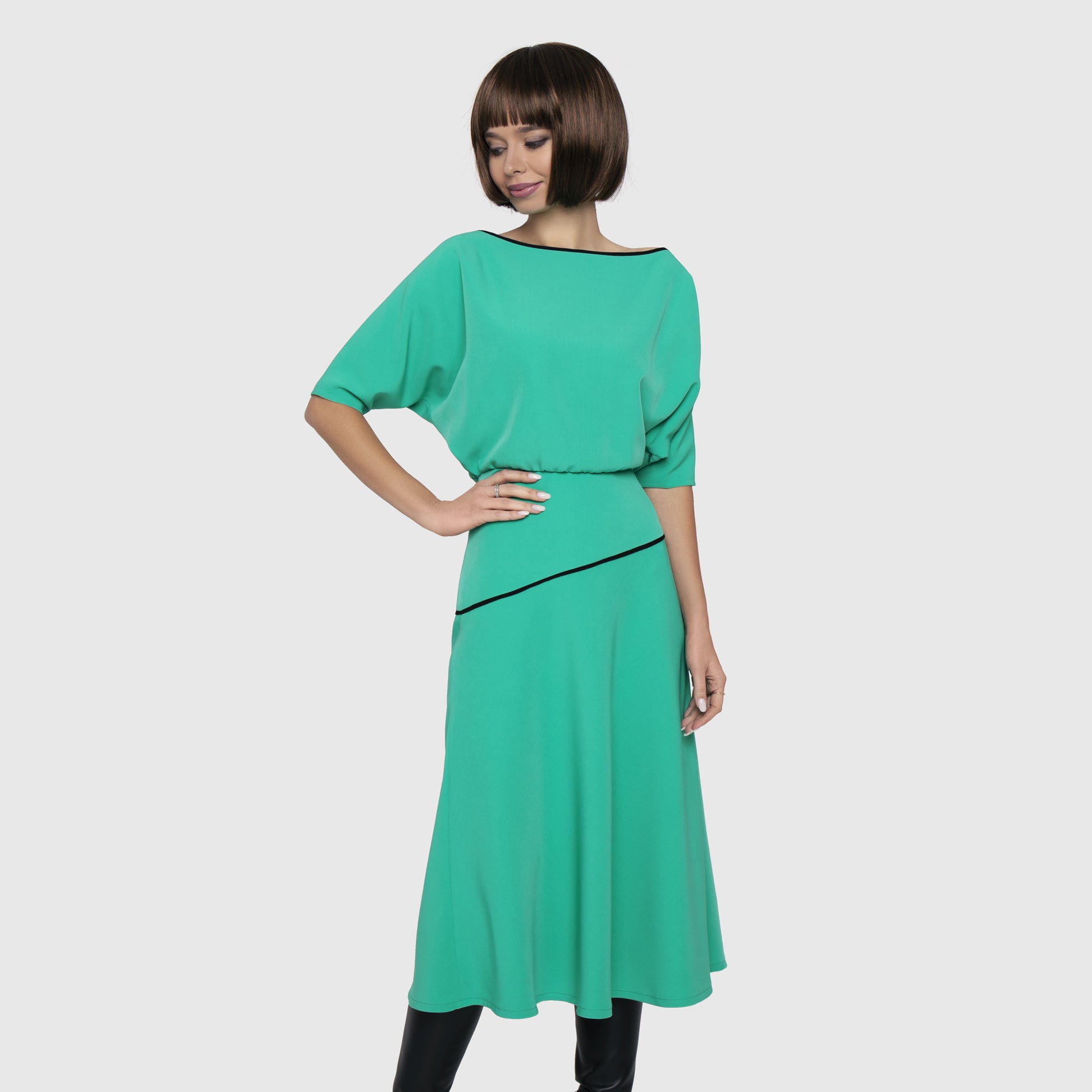 Bright green midi dress