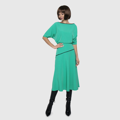 Bright green midi dress