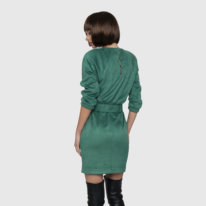 Green suede mini dress