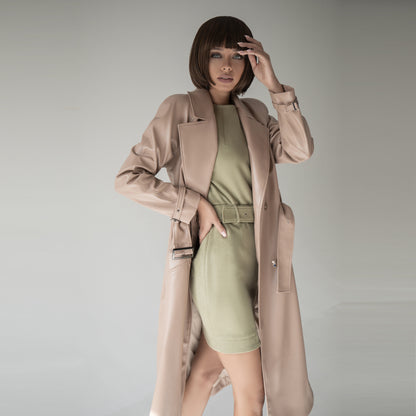 Eco-Leather beige trench coat 