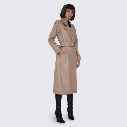 Eco-Leather beige trench coat 